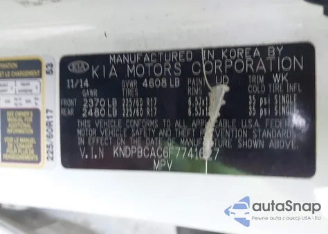 2015 Kia Sportage Lx z USA, uszkodzony, nr VIN KNDPBCAC6F7741627